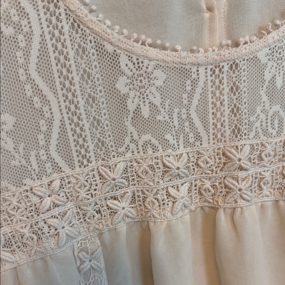 New Directions Size XL Cream Lace Crochet Yoke Peasant Blouse - Picture 5 of 9